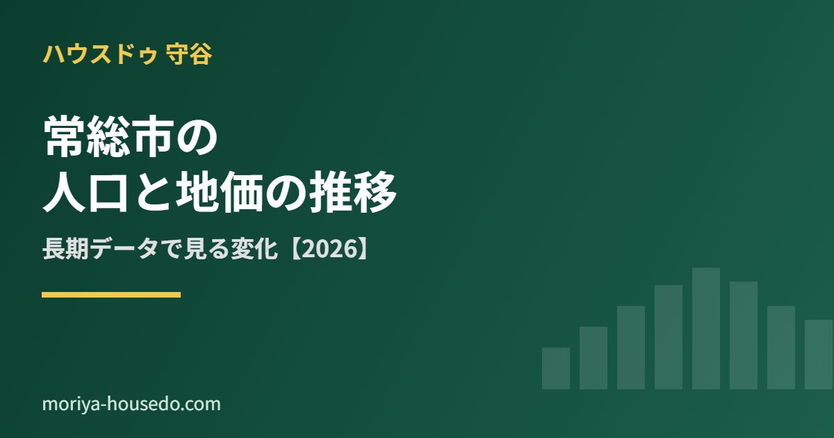 常総市 人口と地価の推移 ハウスドゥ守谷