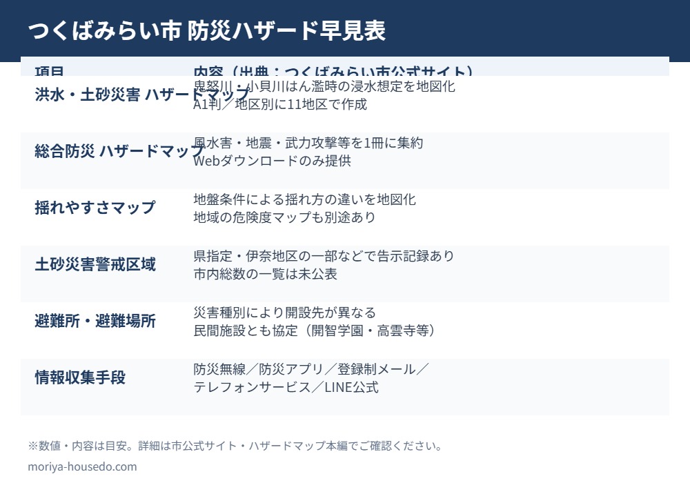 つくばみらい市 防災 ハザードマップ 早見表 moriya-housedo.com