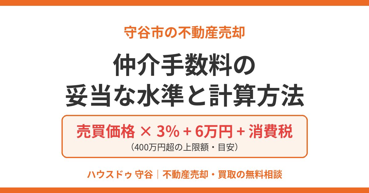 守谷市の不動産売却 仲介手数料の妥当な水準と計算方法｜ハウスドゥ 守谷