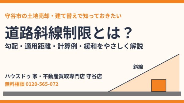 道路斜線制限とは？勾配・適用距離・計算方法と緩和、守谷市の土地売却への影響【守谷市】