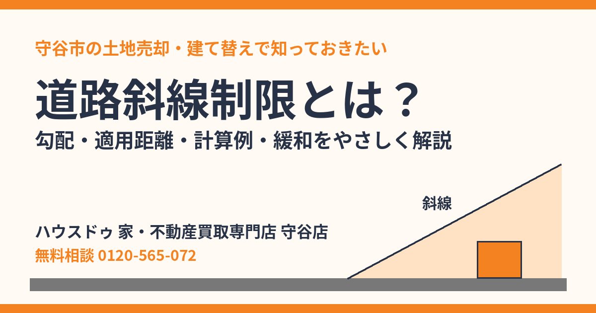 道路斜線制限とは？勾配・適用距離・計算例｜守谷市の土地売却｜ハウスドゥ 守谷店