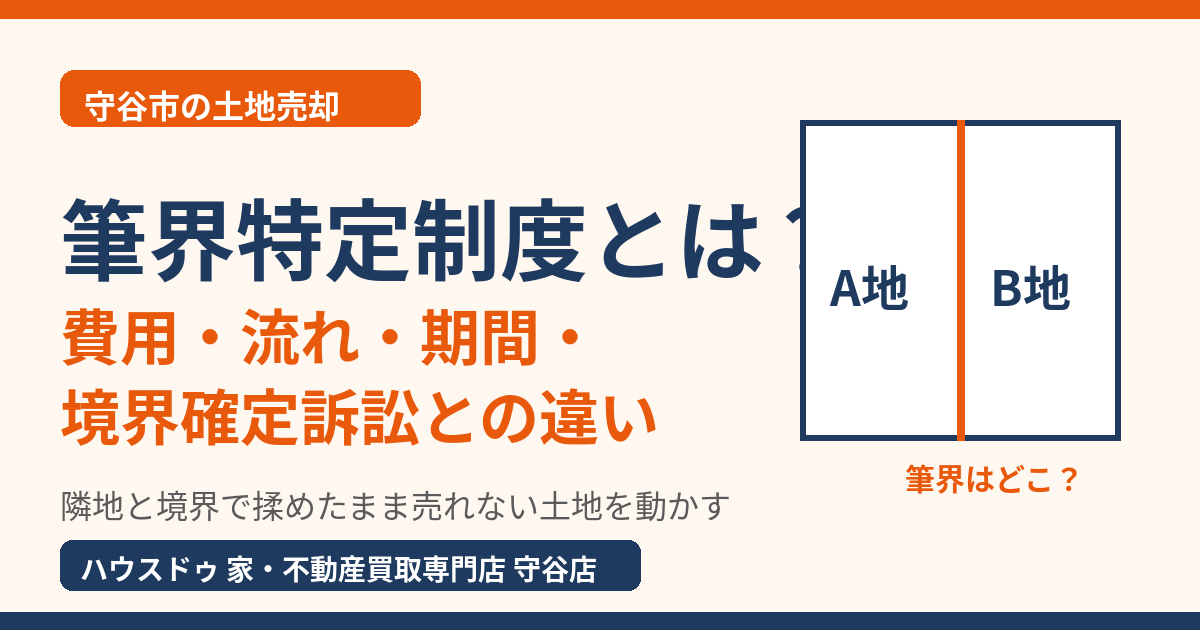 筆界特定制度とは?費用・流れ・期間と境界確定訴訟との違い|守谷市の土地売却|ハウスドゥ 守谷店