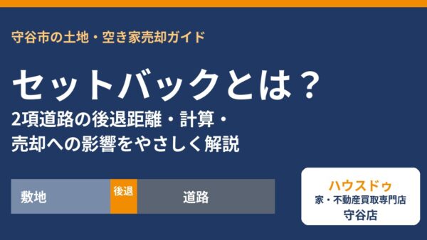 セットバックとは？道路中心線から2m後退する決まり・面積の計算と売却への影響【守谷市】