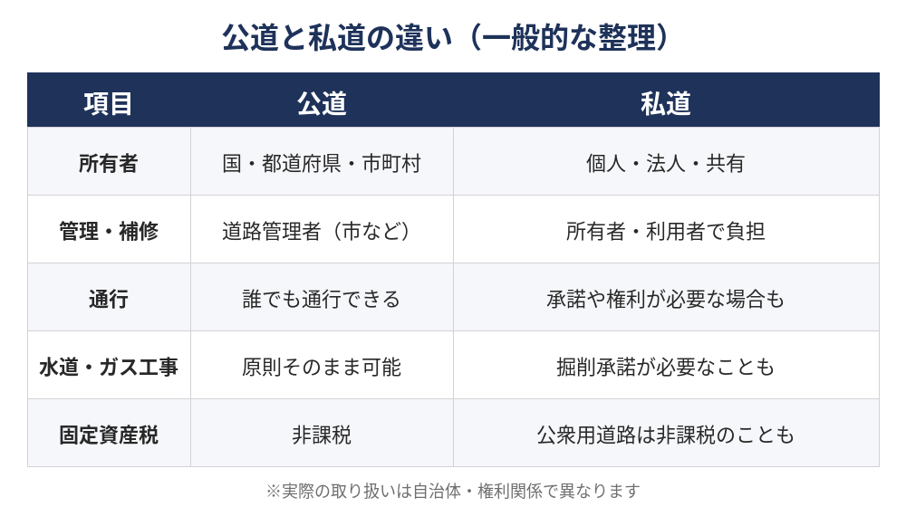 私道と公道の違い｜所有者・管理・通行・掘削承諾の比較｜守谷市の土地売却｜ハウスドゥ 守谷店